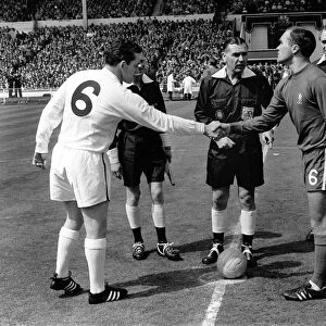 Captains Ron Harris and Dave Mackay shake hands before the 1967 FA Cup Final