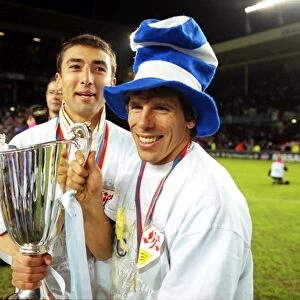 Chelseas Roberto Di Matteo and Gianfranco Zola celebrate victory in the 1998 Cup Winners Cup Final