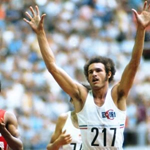 Cubas Alberto celebrates completing the 400m / 800m double at the 1976 Montreal Olympics