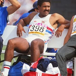 Daley Thompson relaxes on the way to gold at the 1984 Olympics