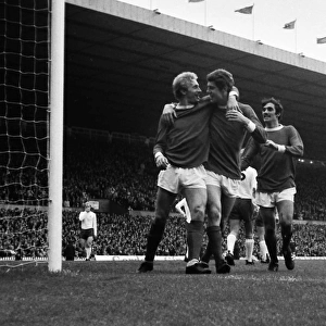 Denis Law & Brian Kidd celebrate a Manchester United goal in 1967