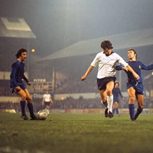 Derbys Roger Davis takes on Real Madrid in the European Cup