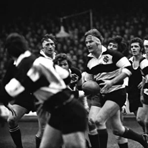 Derek Quinnell on the ball for the Barbarians against the All Blacks in 1973