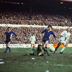 Dickie Guy makes yet another save against Leeds in the 1975 FA Cup