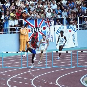Edwin Moses on the way to winning gold at the 1976 Montreal Olympics