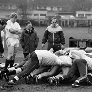 England coach Martin Green oversees a scrummaging session in 1986