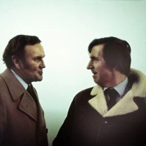 England manager Don Revie and FA Secretary Ted Coker in the fog during the abandoned game against Czechoslovakia in 1975