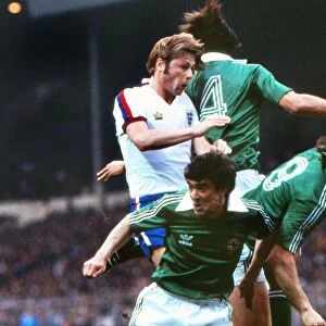 Englands Brian Greenhoff takes on Northern Ireland - 1978 British Home Championship