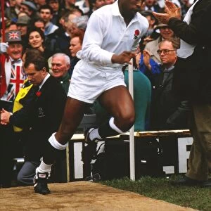 Englands Chris Oti runs out against Ireland - 1988 Five Nations