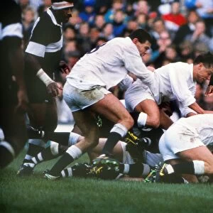 Englands David Egerton and Rob Andrew take on Fiji in 1989