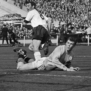 Englands Jimmy Greaves scores his hat-trick goal against Scotland in 1961