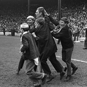 Everton goalkeeper Gordon West is congratulated by young fans after victory over Leeds - 1968 FA Cup
