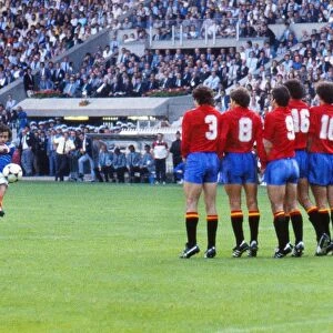 Frances Michel Platini opens the scoring in the final of Euro 84 final
