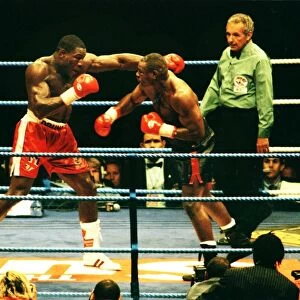 Frank Bruno on the way to victory and the WBC title against Oliver McCall