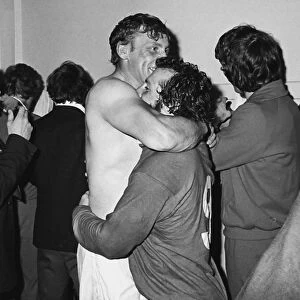 Gareth Edwards & Willie John McBride celebrate winning the 1974 British Lions series