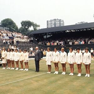 The Great Britain and USA teams line-up on Centre Court - 1970 Wightman Cup