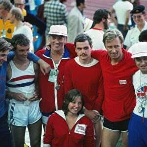 Great Britains gold medal-winning modern pentathlon team at the 1976 Montreal Olympics