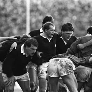 Ian Milne, Colin Deans and David Sole prepare to scrum for Scotland - 1987 Five Nations