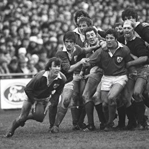 Irelands John Moloney gets the ball away against Scotland - 1978 Five Nations