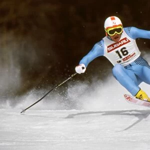 Italys Alberto Tomba during the 1987 World Championships in Crans Montana, Switzerland