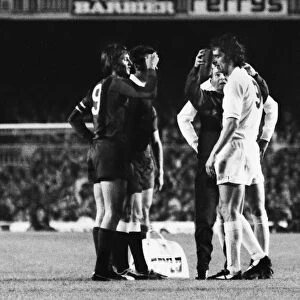 Joe Jordan recieves treatment for his cut head at the Nou Camp during the 1975 European Cup semi-final