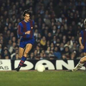Johan Cruyff takes on Aston Villa in the 1978 UEFA Cup