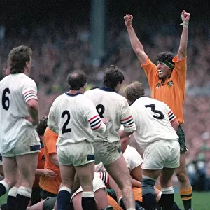 John Eales celebrates at the final whistle of the 1991 World Cup Final