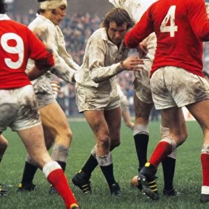 John Watkins and Roger Uttley take on Wales - 1975 Five Nations