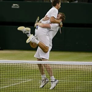 Jonathan Marray and Frederik Nielsen celebrate their victory - 2012 Wimbledon Mens Doubles Final
