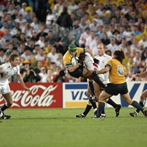 Jonny Wilkinson puts in a huge tackle during the 2003 World Cup Final