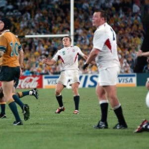 Jonny Wilkinson watches his drop-goal head towards the posts in the 2003 World Cup Final