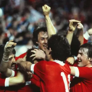 Liverpool players celebrate Alan Kennedy's goal in a print Liverpool players celebrate Alan Kennedy's goal in a print