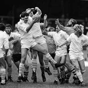 The London Division line-out wins the ball against Australia in 1981