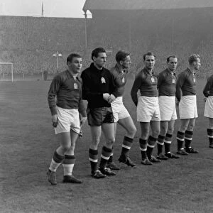 The Magical Magyars line up at Wembley before sensationally defeating England 6-3 in 1953