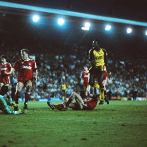 Michael Thomas scores his title-winning goal at Anfield in 1989
