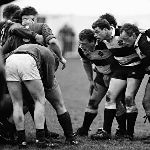 The Milne brothers line up in the front row for the Barbarians during during the 1989 Mobbs Memorial Match