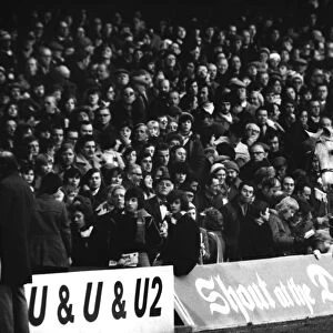 A mounted policeman patrols the touchline during the 1976 FA Cup tie between Chelsea and Crystal Palace