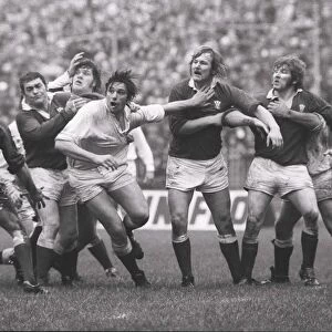 Nigel Horton and Fran Cotton clash with Wales forwards - 1975 Five Nations