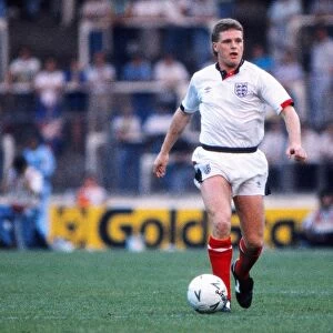 Paul Gascoigne on the ball during his first start for England in 1989