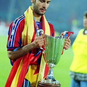 Pep Guardiola with the Cup Winners Cup, 1997