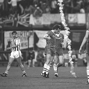 Peter Reid dodges a flare thrown from the crowd - 1985 Cup Winners Cup Final
