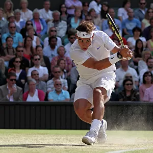 Rafa Nadal on the way to victory over Andy Murray at Wimbledon
