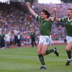 Ray Houghton celebrates his goal against England at Euro 88