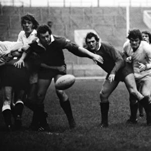 Roger Uttley, Bill Beaumont, Mike Burton and Fran Cotton play in a 1974 England Trial