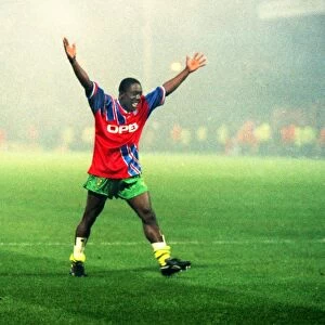 Ruel Fox celebrates after Norwich Citys victory over Bayern Munich in the 1993 / 4 UEFA Cup