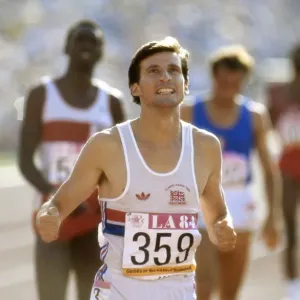 Seb Coe celebrates winning 1500m gold at the 1984 Los Angeles Olympics Seb Coe celebrates winning 1500m gold at the 1984 Los Angeles Olympics