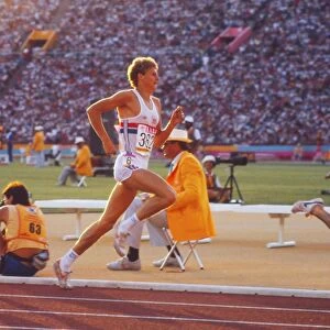 Sebastian Coe leads Steve Cram and Steve Ovett in the 1500m Final at the 1984 Summer Olympics in LA