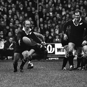 Sid Going kicks ahead for the All Blacks against the Barbarians in 1973