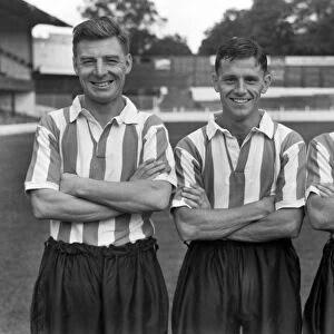 Southampton players Ted Bates, Bernard Bryn Elliott and Charles Purves in 1952