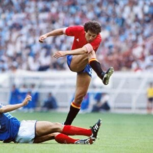 Spains Manuel Sarabia shoots in the final of Euro 84